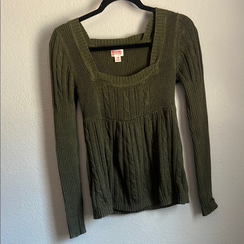 Green Cable Knit Sweater